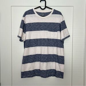 J Crew T Shirt Womens Sz L Blue White Stripe Short Sleeve Beach Coastal Nautical